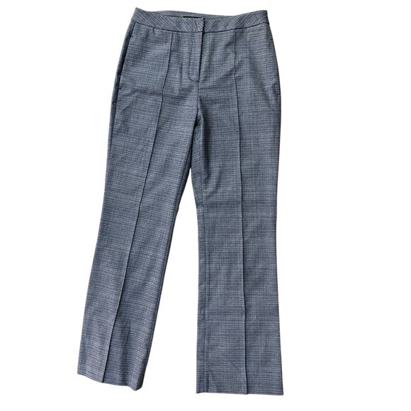 Elie Tahari Ladies Size 6 Blue Plaid Midrise Pintuck Flare Knit Dress Pants - Picture 1 of 4